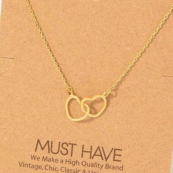 Fame Accessories Jewelry - Heart Link Necklace – Dainty Interlocking Hearts, Gold Chain